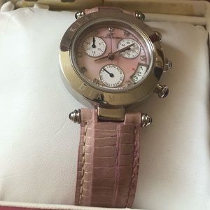 Klaus Kobec Leather Watch mother of pearl diamonds